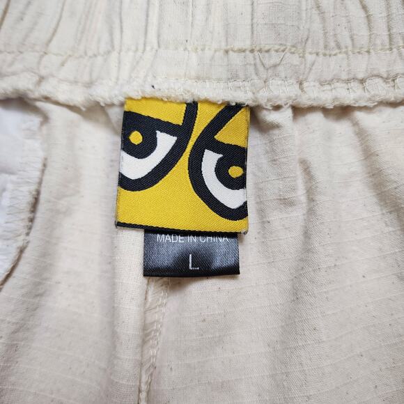 Krooked Eyes Mens Ripstop Elastic Waist Pant Size Large Skater Straight Leg Belt - Picture 6 of 12